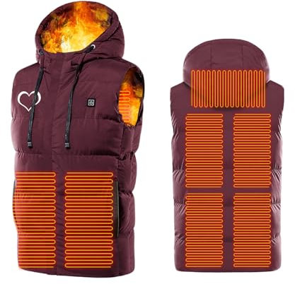 Battnot Beheizbare Weste Herren Damen Beheizte Weste USB Elektrische Beheizte Jacke Beheizbare Weste Daunenweste Warme Heizweste mit Heizung USB Lade Heheizte Kleidung Kapuze Funktionsjacke