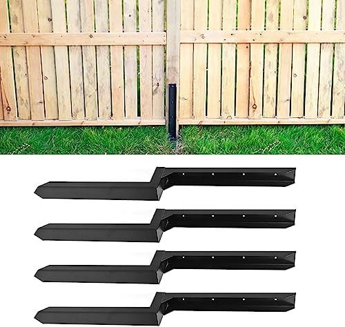 Fence Post Repair Stakes Kit, Fence Post Support Repair Kit Fence Post Ground Spike Heavy Duty Steel Fence Post Spikes, for Repairing Tilted Broken Wooden Fence (4pack)