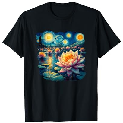Claude Monet's water lilies in the style of Vincent Van Gogh T-Shirt