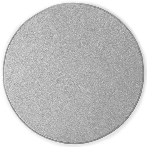 KARAT Teppich rund Ø 180cm Silbergrau - Moderner Flauschiger Velours Kurzflor Teppich für Kinderzimmer - Spielteppich, Kinderteppich Krokodil