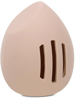 Peboms Makeup Sponge Holder,Double-sided 3-line Vented Silicone Beauty Blender Holder for Travel, Fit All Sponges (1pack khaki)