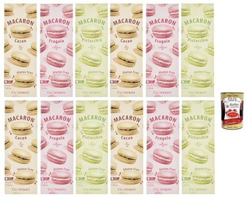 Italian Gourmet Macaron Testpaket dolci al cioccolato, glutenfrei, 12 x 42g | Senza glutine e kosher; französische Gebäckspezialität mit zarter Füllung, Gesamtnettogewicht 504 g + Kostenlos Polpa 400g