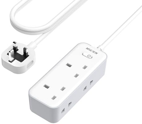 3M Extension Lead with 3 USB Slots, Mscien Shaver Plug Adaptor UK with 13A Fuse, 2 Way Extension Cable, Extension Cord 3 Metre with Wall Mountable for Electric Toothbrush Charger, Shaver (3250W).