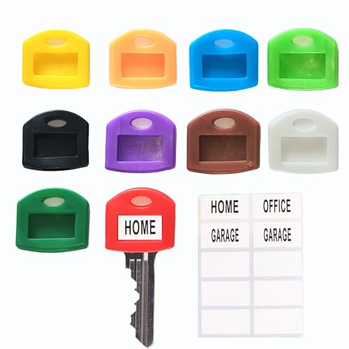 Key Covers with Labels Easy Identification Key Caps 10 Piece Set Fun and Functional Key Cover Caps Make Your Keys Stand Out Never Lose Your Keys Again Perfect for Home or Office