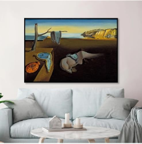 Berühmtes Gemälde „Persistenz der Erinnerung“, Uhren, surrealer Leinwanddruck, Gemälde, Poster, Kunst, Wandbilder, Heimdekoration, 70 x 100 cm, rahmenlos