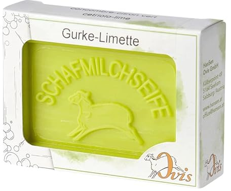 luterna Ovis Schafmilchseife Gurke-Limette, 100% Bio, für die tägliche Dusche, eckig, 100 g, verpackt