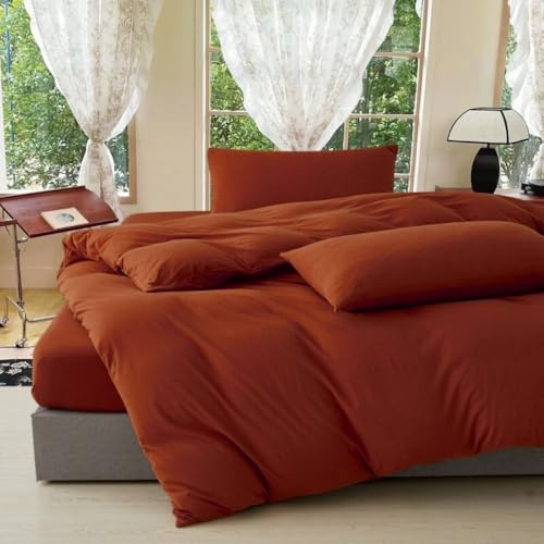 Nayoroom Bettwäsche 135x200 Terracotta Stockholm Style Angenehme Bettbezug 2er Set Modern Aesthetic Weich Renforce Microfasr ÖKO-TEX 100 Einfarbig Deckenbezug und 1 Kissenbezug 40x80 Reißverschluss