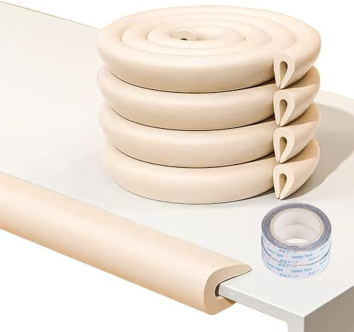 4 Mètres Protection des Bords en Forme de U en Verre pour Table Basse - Protection de Pare-Chocs de sécurité pour bébé - Protection des Coins pour Enfants - Convient pour Meubles, Bureaux (Beige)