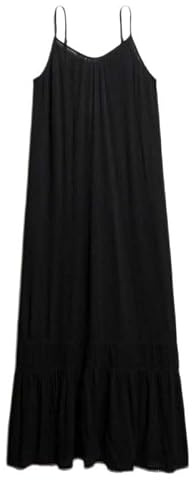 Superdry Damen Cami Maxikleid Schwarz 42