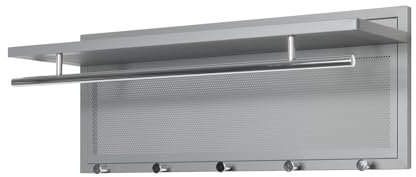 HAKU Möbel Wandgarderobe, Chrom, grau, Metall - Maße: B 75 x H 30 x T 26 cm, Style: Modern