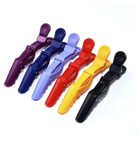 6 Haarklammern Friseur,Haarclips zum Stylen und Schneiden,No-Trace Abteilklammern Friseur mit Silikonband,Haarclips zum Stylen und Schneiden,Professionelle Salon Haarklammer Friseur