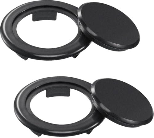 Amazleer Lot de 2 inserts de table de parasol de 5,1 cm avec capuchon, anneau standard pour trou de parasol pour terrasse, verre, terrasse et table de cour (noir, 42 mm-65 mm)