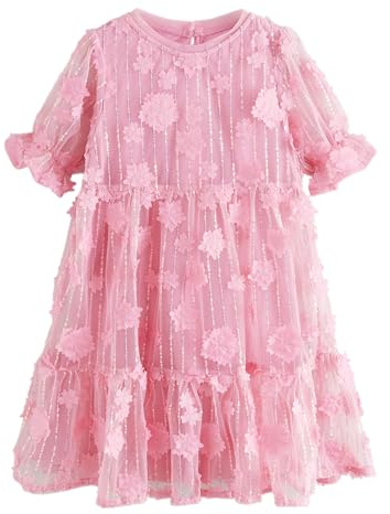 NEXT Mädchen Standard Mesh-Partykleid mit Paillettenblume