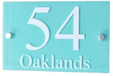 ZACUNXY Numero Civico Esterno, Cartello Numero Personalizza INDIRIZZO CASA Moderna Porta Numero Segno Nome PLACCA Effetto Vetro(Blue,30x20cm)