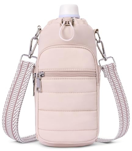 Lexiyat 40oz / 1200ml Water Bottle Holder Bag – Insulated Crossbody Carrier with Strap – Lightweight Travel & Hiking Bag for Women Pink