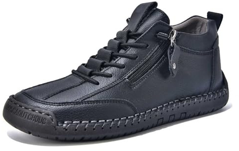 Scarpe da uomo nere eleganti scarpe casual da uomo con cerniera laterale lacci per l'uso quotidiano. per il comfort tutto l'anno. Versatile per jeans pantaloni casual, scarpe da uomo business 47