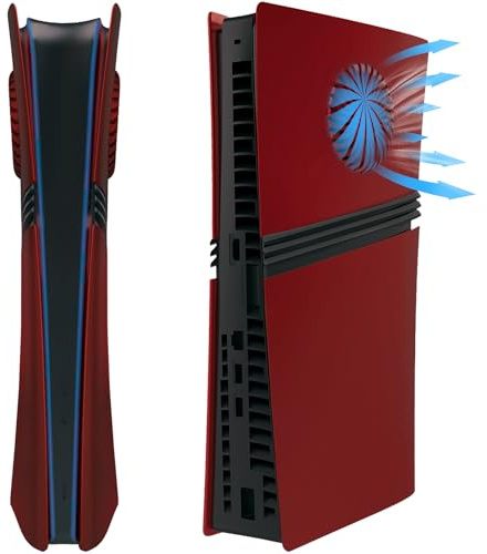 Faceplates for PS5 Pro Cover Plates for P5 Pro Accessories with Cooling Vents, Hard ABS Matte Shockproof, Dustproof & Anti-Scratch Snap-On Panels for PlayStation 5 Pro Digital Console (Red)