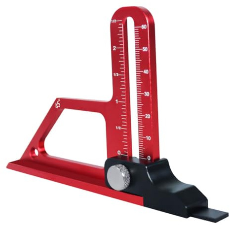 HOMSFOU Stufentiefenmesser aus Aluminiumlegierung für Holzbearbeitung Rot Benutzerfreundliche Bedienung Einstellbar von 0-60mm für Holzarbeiten und Tischkreissägen