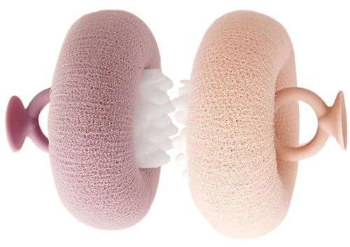 Sunflower Pattern Shower Sponges Set - Layer 2 in 1 Body Scrubber, Soft Mesh Bath Pouf with Suction Cup Bathroom Organizer, Gentle Skin Polishing Sponge Duo | Home Spa Care, Gym Showe