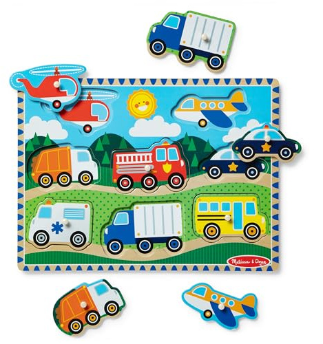 Melissa & Doug - 1874 - Jigsaw Puzzle - Installation - Vehicles, White.,OSFA