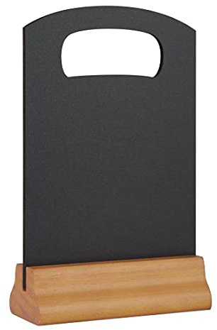Olympia Melamine Tabletop Chalkboard, Pine Base, 150 x 230 mm | Stable design prevents knocking on busy tables, while the compact shape saves space and wipes clean easily.