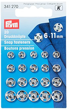 Prym Annäh-Druckknöpfe, silberfarbig, 6-11 mm