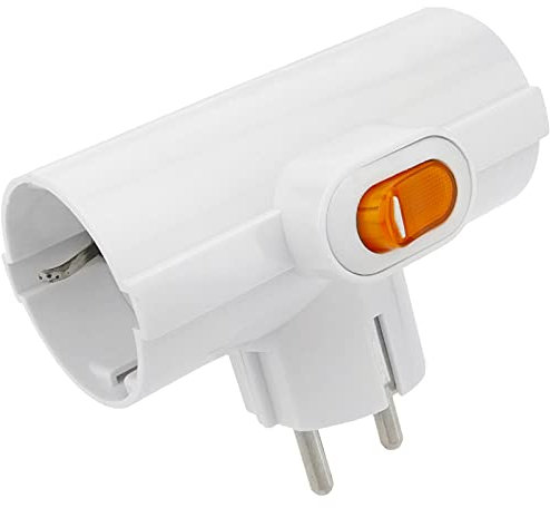 BeMatik - Multiplicador de clavija enchufe schuko triple de color blanco con interruptor