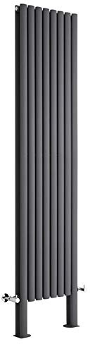 Milano Aruba Anthracite Vertical Single Oval Panel Radiator - 1780mm x 236mm