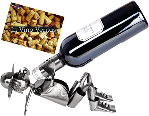 Brubaker - Porte-Bouteille de vin - Cowboy assoiffé - Sculpture en Métal - Carte de voeux INCL. - Idée Cadeau Originale