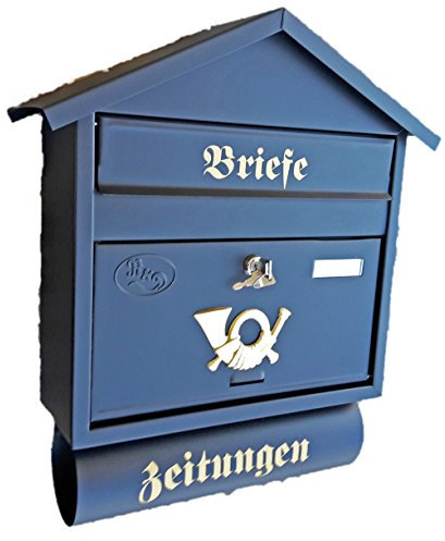 Großer Briefkasten/Postkasten XXL Schwarz Matt mit Zeitungsrolle Zeitungsfach Spitzdach Zeitungsrohr