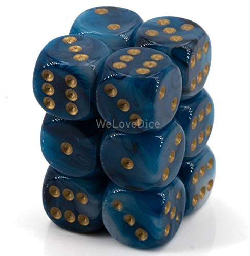 Chessex Phantom™ Teal w/Gold 16mm W6 12Stk