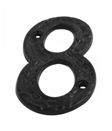 Dzina Door Number Numeral 100mm (4 Inch) Antique Black, Pack of 1 (Number 8)
