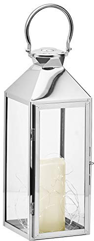 Gartenfreude 9000-1001-01 Edelstahl Laterne M mit LED Beleuchtung