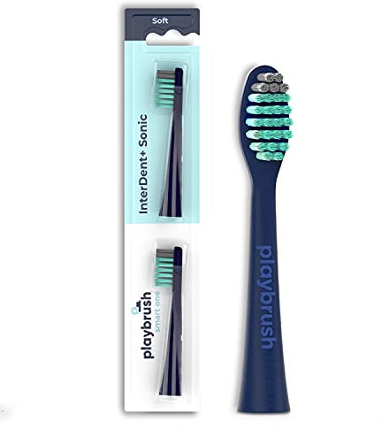 Playbrush Smart One Aufsteckbürsten mit InterDent+ Indikator-Borsten, 2 Stück, navy