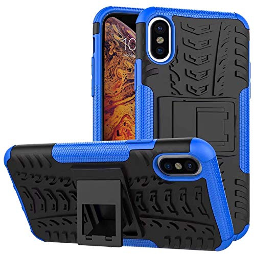 Verco Schutzhülle für iPhone X Hülle, iPhone XS Hülle Armor Outdoor Handyhülle für Apple iPhone X/XS Case Panzer Hardcase [Cover geeignet für Baustelle], Blau