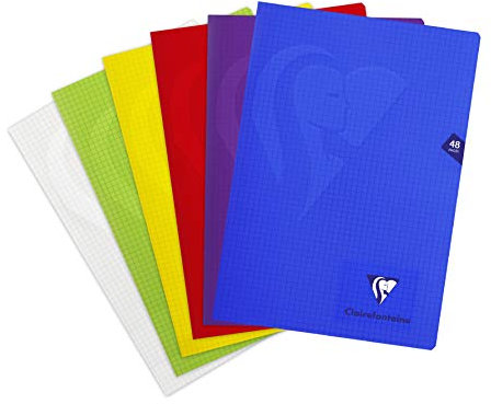 Clairefontaine 303102C - Packung mit 10 Heften Mimesys DIN A4 24 Blatt kariert, 90g, farbig sortiert, 1 Pack
