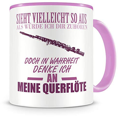 Samunshi® Querflöte Tasse mit Spruch Geschenk für Musiker Tasse Querflöte Becher Kaffeebecher Lustige Tassen zum Geburtstag Teetasse rosa 300ml