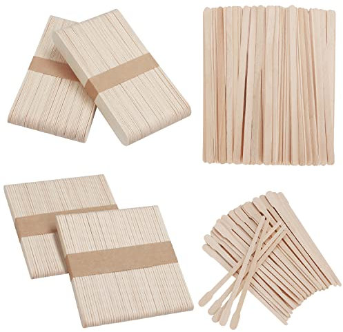 Belle Vous Spatule Bois pour Cire (Lot de 500) - Spatule Cire Epilation Jetable - Petite, Moyenne et Grande Spatule en Bois pour l’Épilation des Sourcils, du Visage, du Corps ou des Jambes