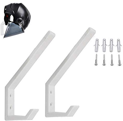 Newyuan 2 Stück/Set Motorradhelm-Halter, Haken, Jacken, Taschen, Stoff, Wandhalterung, Aufhänger (weiß)