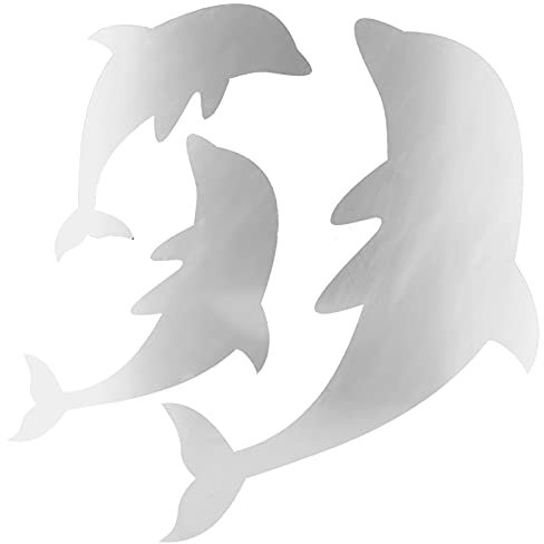 Wandaufkleber, Niedliche Delfine Geformte Selbstklebende Spiegel-Wandaufkleber-Wandbilder Entfernbarer Hintergrund DIY Wandtattoo Kinderzimmerdekoration, (Silber)