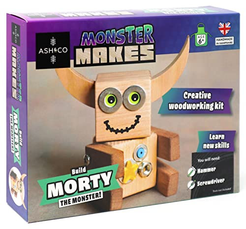 Ash & Co Monster Makes Woodwork Kit for Kids | Build Your own Monster Model | Fun Craft kit for Age 6+