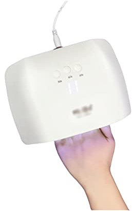 UV LED Nail Lamp 48W High-power Small Square Nail light High-value Gel Polish Nail Dryer with LCD Display for Hands and Feets (Color : White)