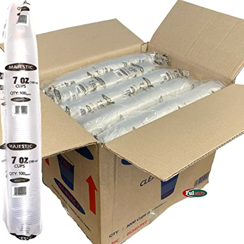 Majestic 3000x 7oz Strong Disposable Clear Plastic Drink Cups for Events, Parties, Water Coolers