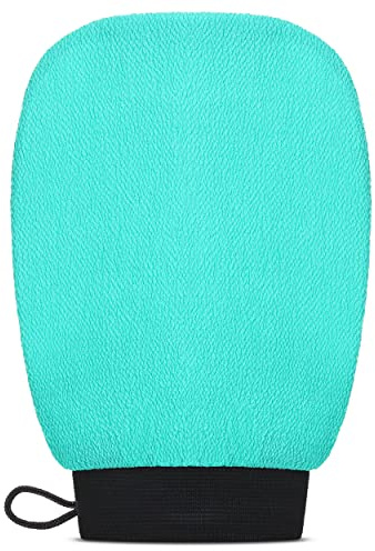 Valitic Gant exfoliant pour le corps – Gant exfoliant pour peaux mortes, exfoliant pour le visage et le corps – Gant de toilette de style coréen – Spray et dissolvant autobronzant, 1 turquoise