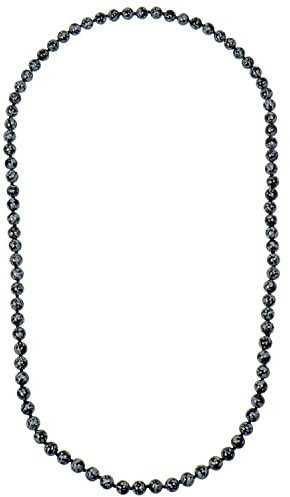 ELEDORO Edelstein Perlenkette Collier endlos geknotet 8mm 80cm lang Schneeflocken Obsidian