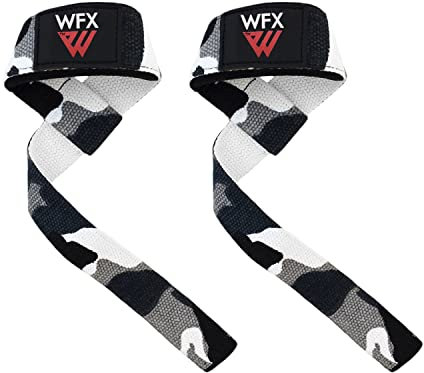 WFX Sangles d'haltérophilie rembourrées en néoprène pour Gym, entraînement croisé - Sangles d'haltérophilie - Fitness - Musculation - Exercice de Puissance - pour Homme et Femme (Camouflage Gris)