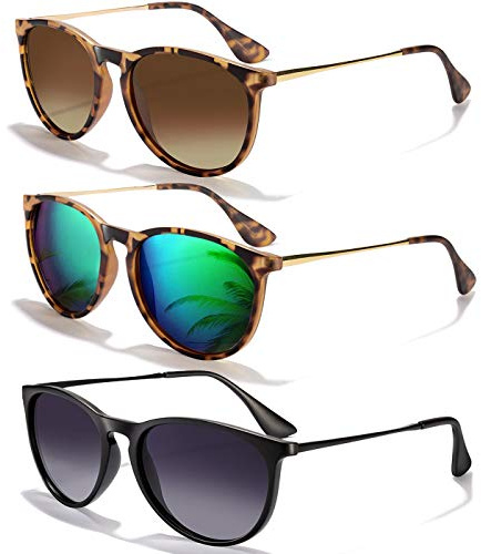 CHBP Sunglasses Womens Men Polarized UV Protection Trendy Vintage Retro Round Mirrored Lens Sunglasses For Women