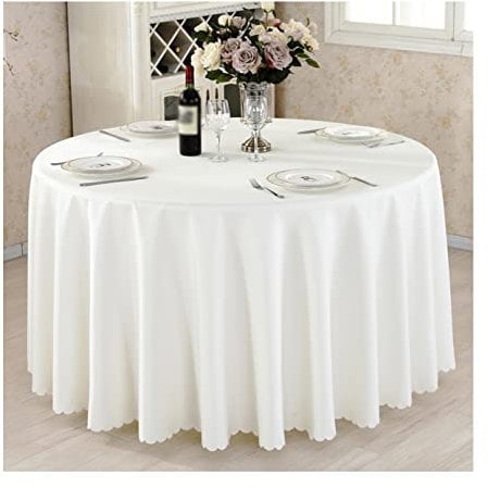 FANIVIN Polyester Tischdecke Tischtuch Tischwäsche Couchtisch Küchentischabdeckung Tafeltuch Rund Einfacher Stil Beige Durchmesser 300CM