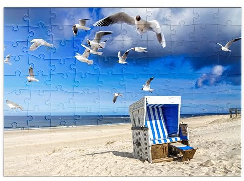MyPuzzle Strandkorb in Westerland, Sylt, Deutschland - Premium 100 Teile Puzzle - MyPuzzle Sonderkollektion von Puzzle Galaxy