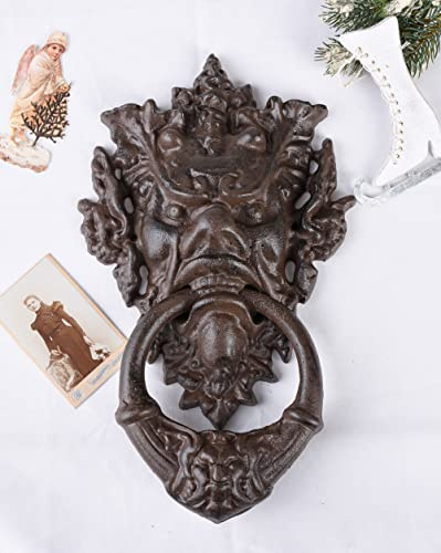 Nostalgischer Türklopfer Teufelsfratze Renaissance Gusseisen 37cm LTA340 Palazzo Exklusiv